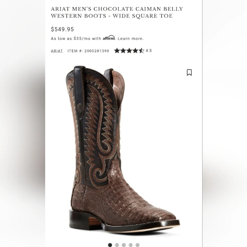Ariat Relentless Copper Colored Caiman Boots Men's Size 9D - Picture 9 of 12